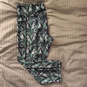 CVG- Constantly Varied Gear- Green Snake Print Capri Leggings